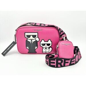 Karl Lagerfeld Pink and Black Cartoon Crossbody Bag-Still like new